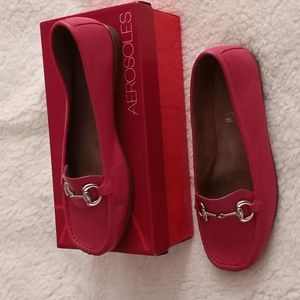 Women's pink leather loafers